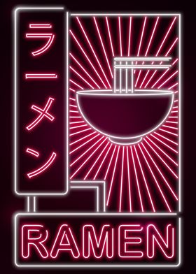 Ramen Sign Red and White