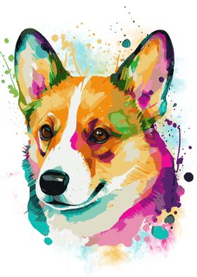 Colorful Corgi Painting