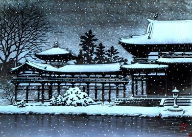 Ukiyo e Night Snow