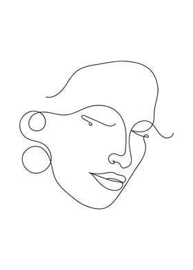 Elegant woman face lineart