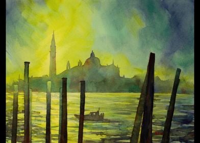 Venice Italy sunset art