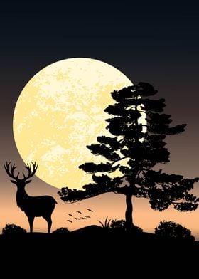 deer night landscape