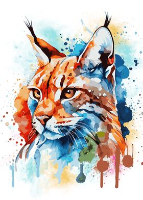 Colorful Bobcat Painting