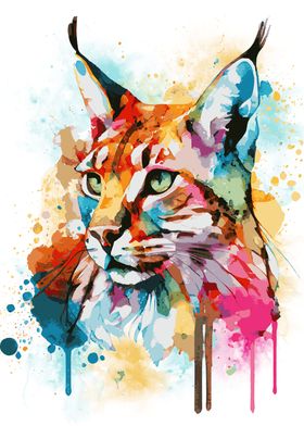 Watercolor Bobcat Painting