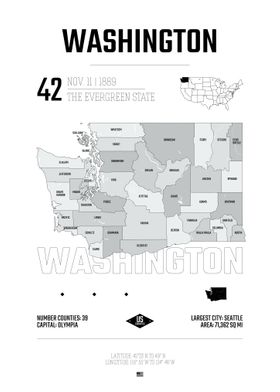 Washington State map USA