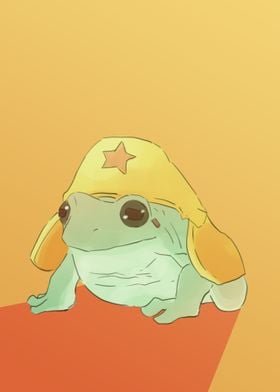 frog with yellow hat