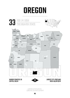 Oregon stae map USA