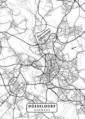 Dusseldorf Map Black White