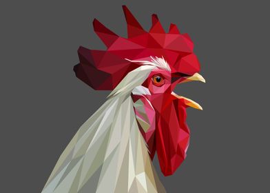 White Rooster Lowpoly