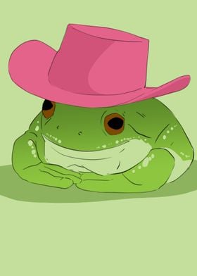 frog with pink hat