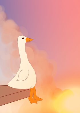 duck and sunset