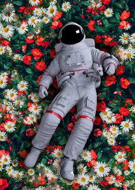 Astronaut Laying in Flower