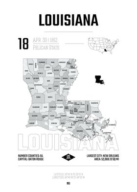 Louisiana state map USA