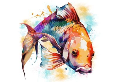 Watercolor Koi Fish Art