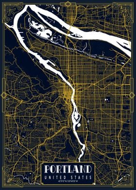 Portland City Map Gold