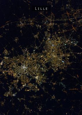 Lille at night from space