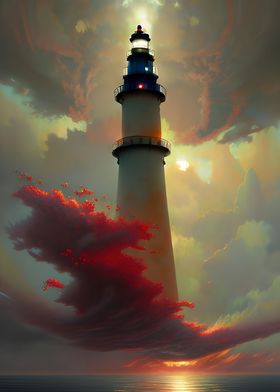 Lighthouse in Clouds