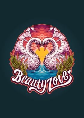 Beauty swan in love