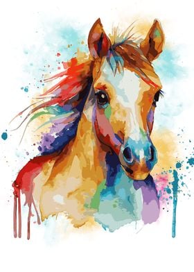 Watercolor Baby Horse Art