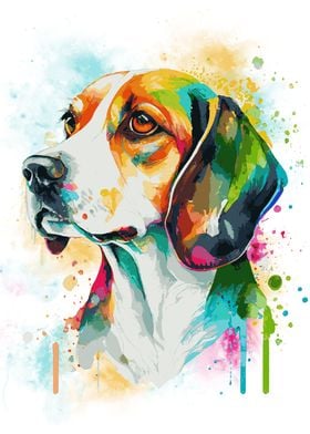 Colorful Watercolor Beagle