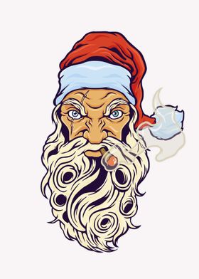 head of smoking santa