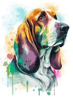 Watercolor Basset Hound