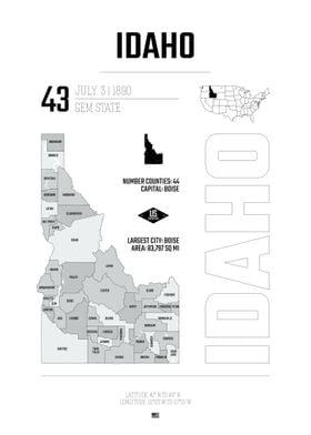 Idaho usa state map