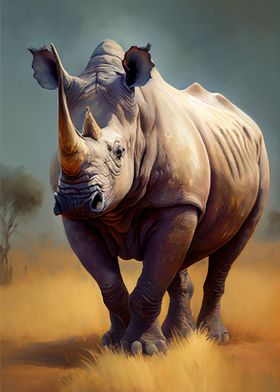 Rhinoceros Oil Paint