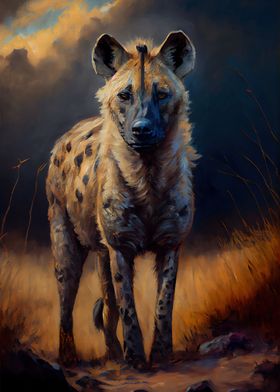 Spotted hyena Oil paint