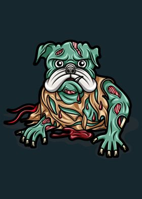 Cute pug dog zombie