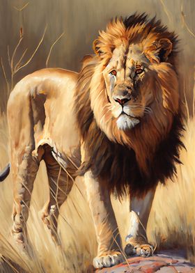 Savanna Lion Oil Paint