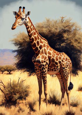 Savanna Giraffe Oil Paint