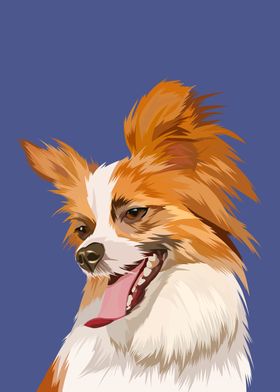 Papillon tongue out in vec