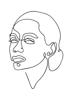 Woman head one line art