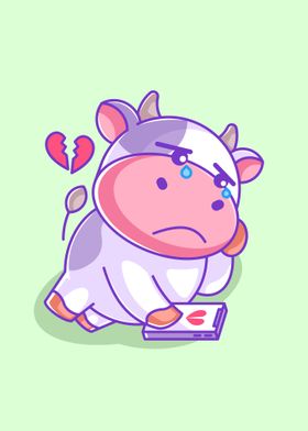 cute cow broken heart