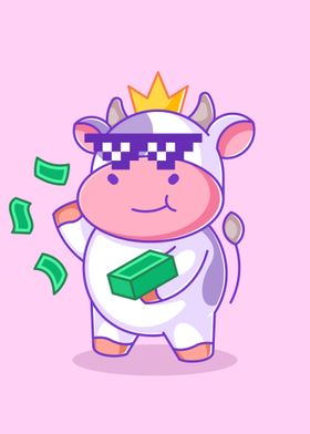 king cow wearing glasses
