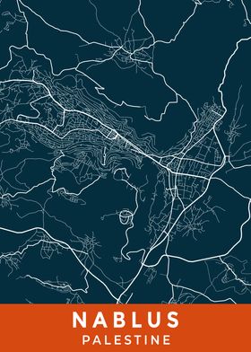 Nablus Palestine Map Art