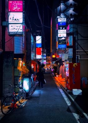 Urban Alley at Night Tokyo