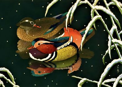 Ukiyo e Mandarin Duck