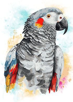 Abstract Grey Parrot Art