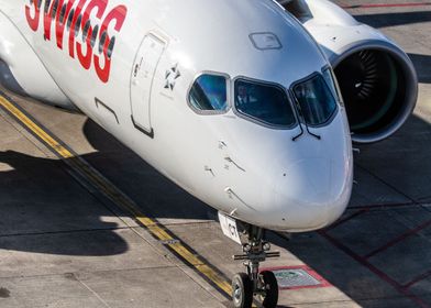 Swiss A220 parked