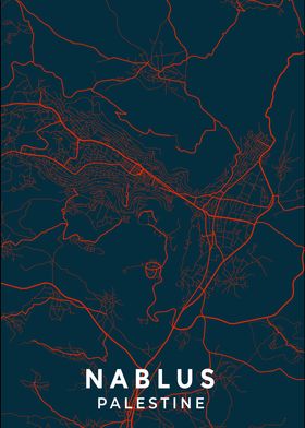 Nablus Palestine Map Art