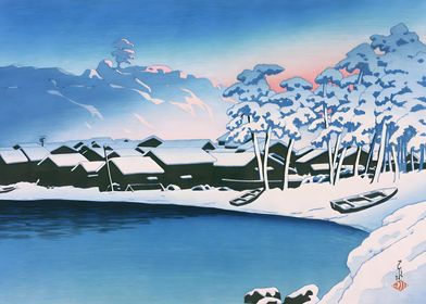 Ukiyo e Winter Morning Sun