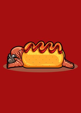 Cute pug in hot dog