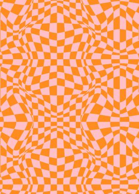 Orange Trippy Retro Plaid