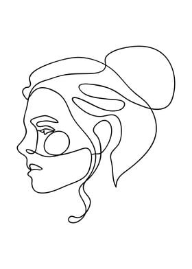 Girl face side view art