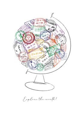 Stamp globe poster