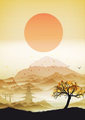 Japan Mountain Sunset