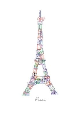Eiffel tower stamp 