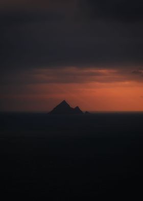 Ocean rocks in sunset